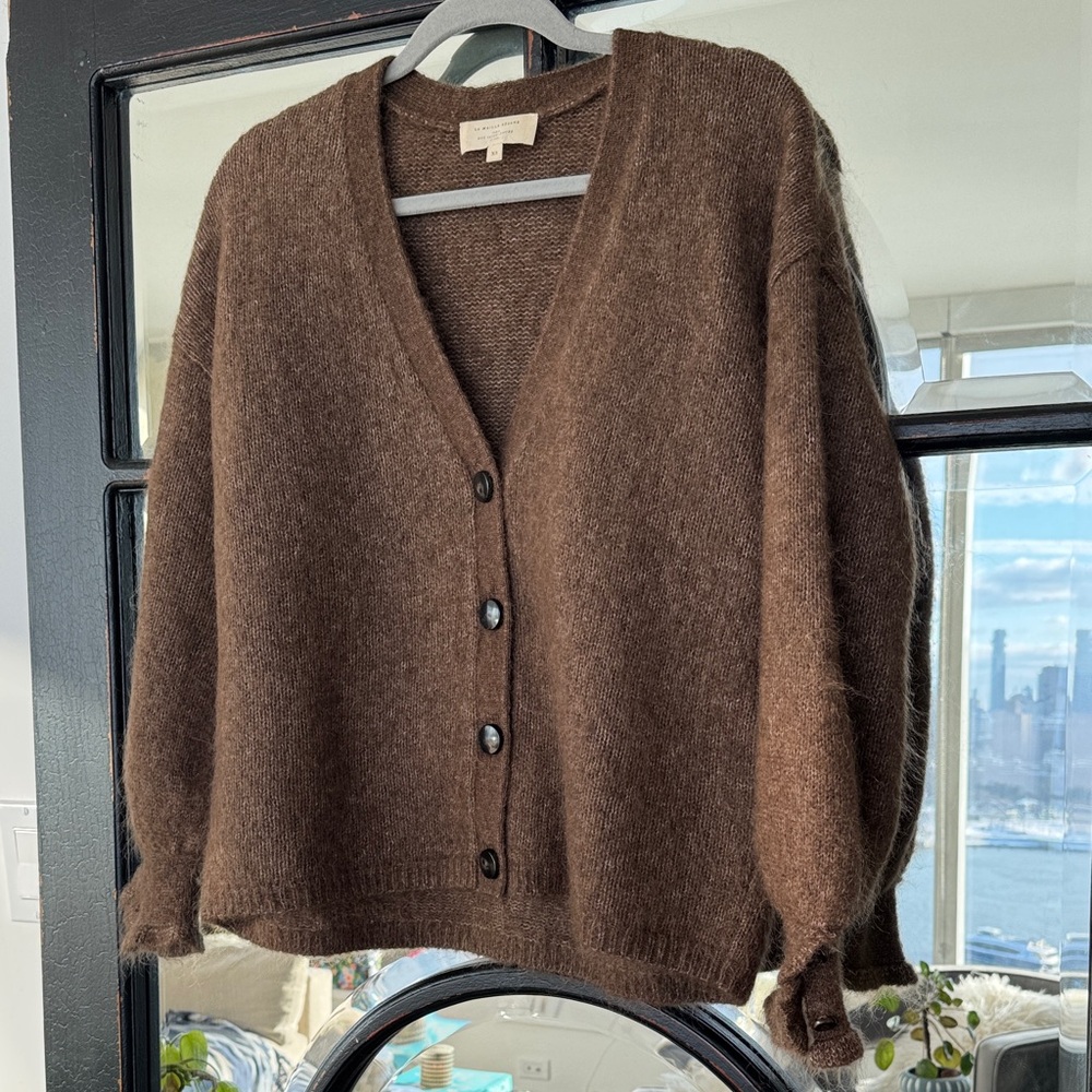 Sezane V-Neck Button-Up Sweater